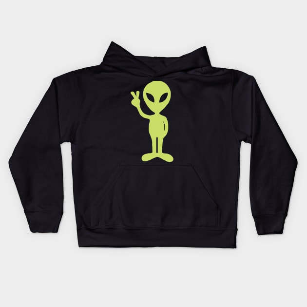 Peace Alien Kids Hoodie by Slightly Unhinged